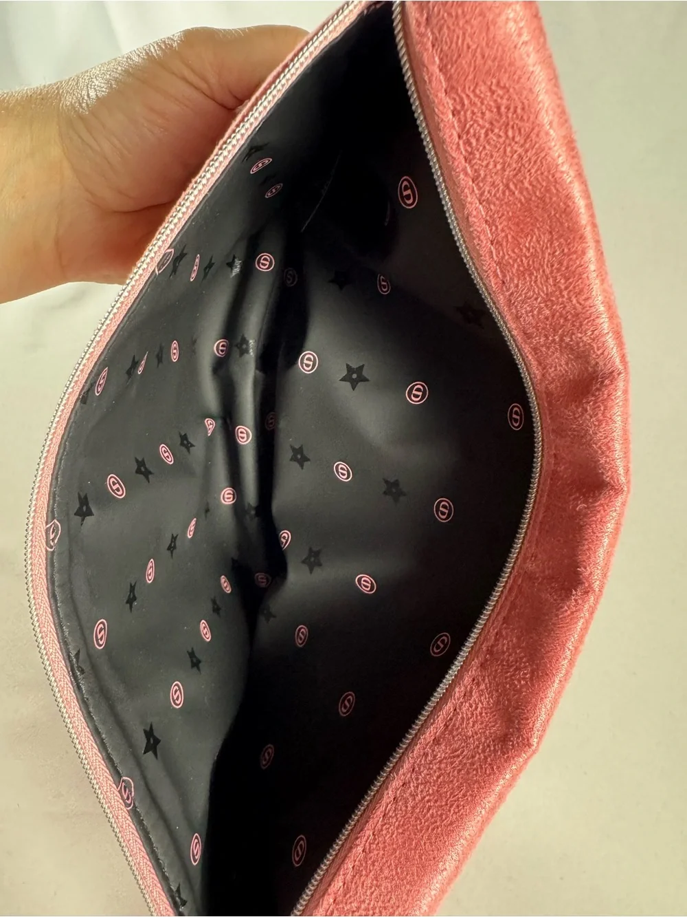 Dior Pink Embossed Logo Wristlet with Silver Star Charm